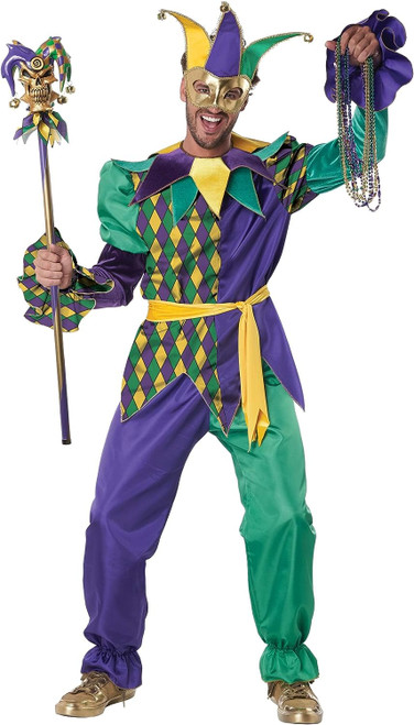 Deluxe Mardi Gras Jester Adult Costume
