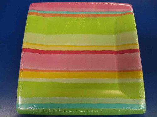 Sunny Stripe Pink Party 10" Square Banquet Plates