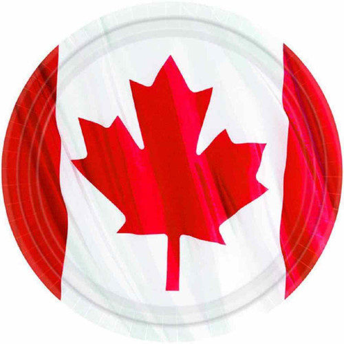 Waving Canadian Flag Canada Day Party 9" Dinner Plates