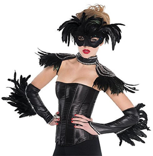Raven Feather Epaulettes Choker Adult Costume Accessory