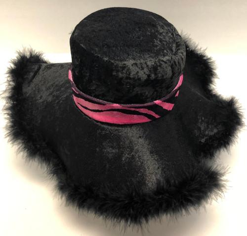 Hot Suga Mama Panne Hat Black/Pink Adult Costume Accessory