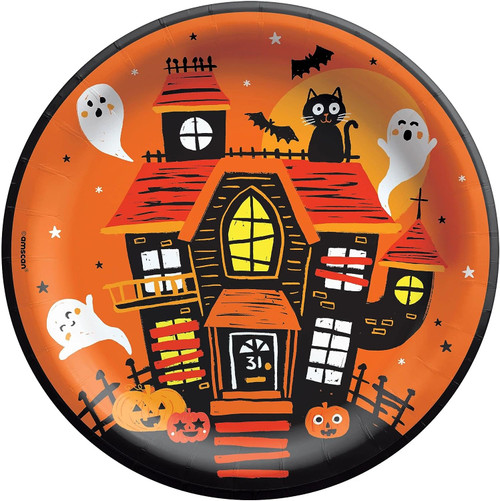 Spooky Friends Haunted House Halloween Carnival Party 9" Paper Dinner Plates