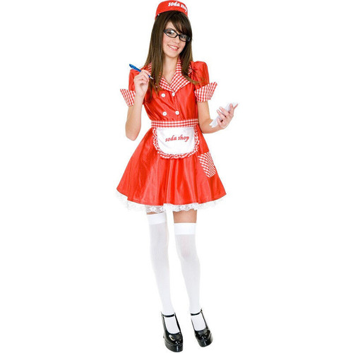 Soda Shop Waitress 50's Diner Retro Girl Fancy Dress Up Halloween Child Costume