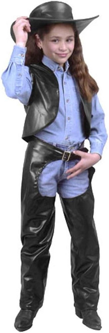 Cowgirl Biker Leather Vest Chaps Fancy Dress Up Halloween Child Costume 2 COLORS