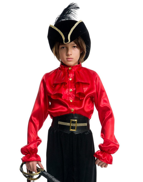 Pirate Captain Shirt Caribbean Fancy Dress Up Halloween Child Costume 2 COLORS