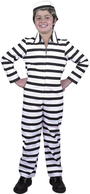 Department of Corrections Prisoner Striped Fancy Dress Halloween Child Costume