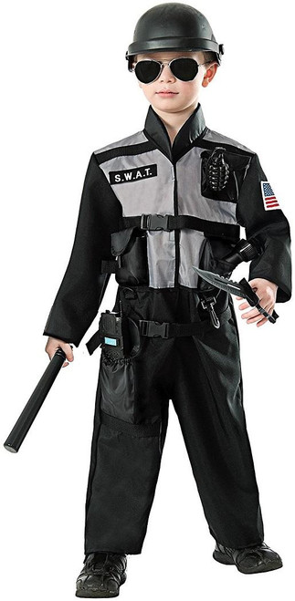 SWAT Jumpsuit Combat Hero Police Officer Fancy Dress Halloween Child Costume