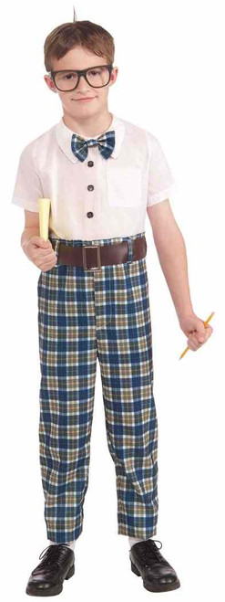 Class Nerd 50's Retro Plaid Sock Hop Prom Fancy Dress Up Halloween Child Costume