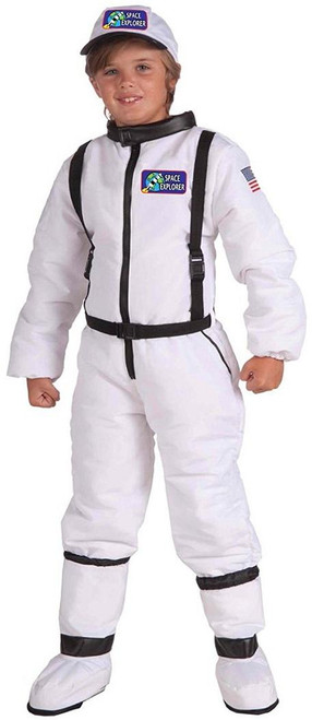 Space Explorer Astronaut Rocket Man White Fancy Dress Up Halloween Child Costume