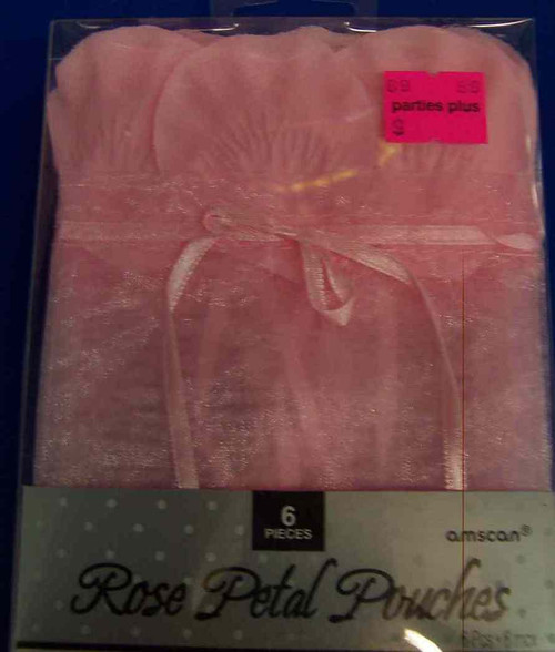 Pink Rose Petal Pouches Party Favor Bags