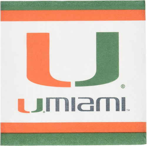 Miami Hurricanes NCAA University College Sports Party Paper Beverage Napkins