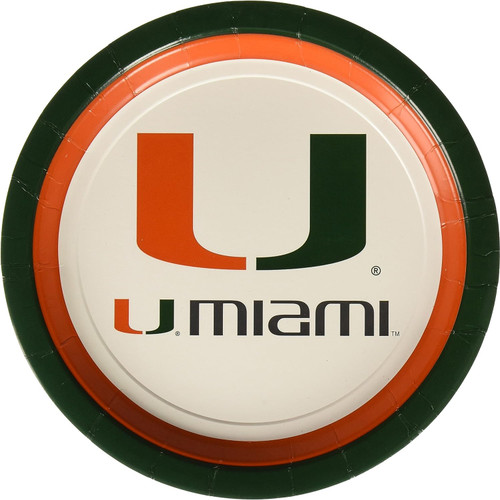 Miami Hurricanes NCAA University College Sports Party 9" Paper Dinner Plates