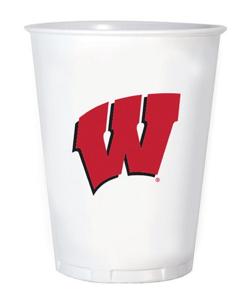 Wisconsin Badgers White NCAA University College Sports Party 16 oz. Plastic Cups