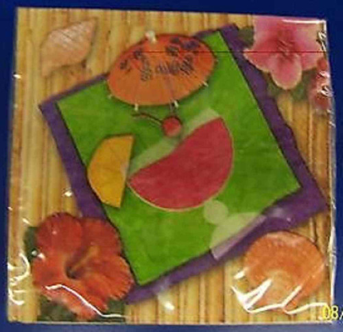 Club Luau Cocktail Hibiscus Summer Hawaiian Beach Party Paper Beverage Napkins