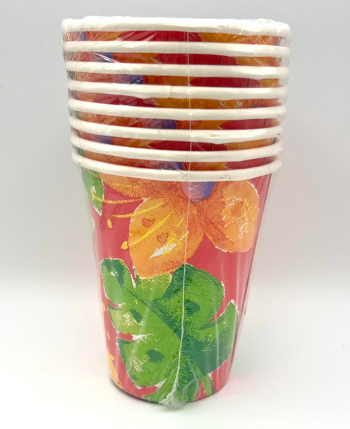 Summer Splash Tropical Fish Ocean Floral Luau Beach Pool Party 9 oz. Paper Cups