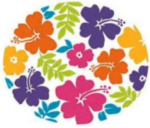 Hibiscus White Tropical Flowers Summer Luau Theme Party 12" x 10" Banquet Plates