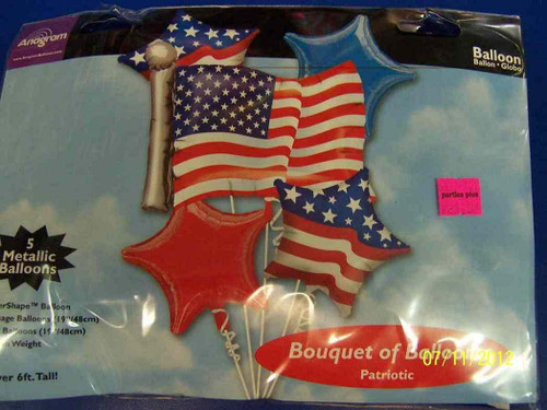 US Flag 4th of July Party Mylar Balloon Bouquet