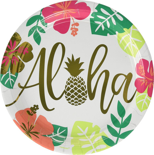 Aloha Summer Luau Tropical Beach Theme Party 10.5" Paper Banquet Plates