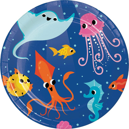 Ocean Celebration Sea Animals Summer Luau Theme Party 7" Paper Dessert Plates