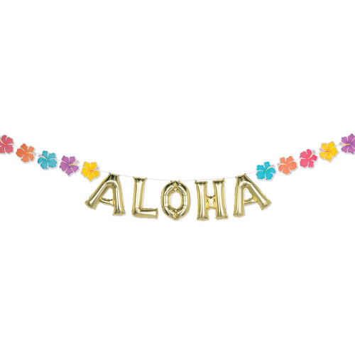 Aloha Summer Luau Tropical Theme Party Decoration Air-Filled Balloon Banner Kit