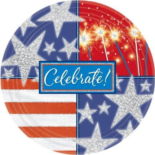 Star Spangled Banner USA Patriotic July 4th Theme Party 7" Paper Dessert Plates