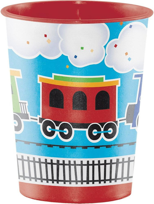 All Aboard Train Tank Engine Kids 1st Birthday Party Favor 16 oz. Plastic Cup