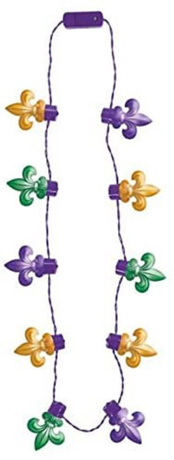 Fleur de Lis Mardi Gras New Orleans Holiday Theme Party Favor Light-Up Necklace