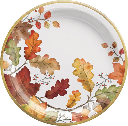 Nature's Harvest Autumn Leaves Thanksgiving Holiday Party 10.5" Banquet Plates