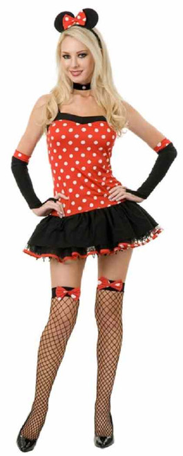 Miss Mouse Hottie Minnie Polka Dot Fancy Dress Halloween Sexy Teen Adult Costume
