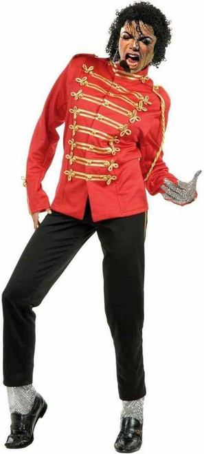 Red Military Prince Michael Jackson Fancy Dress Halloween Deluxe Adult Costume