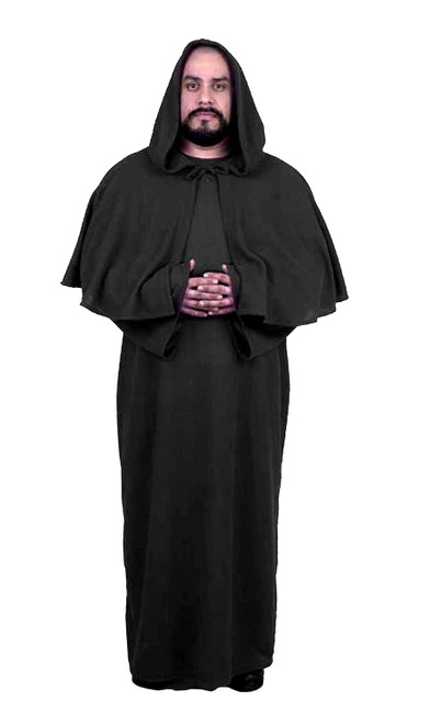Classic Robe Black Hooded Grim Reaper Scary Fancy Dress Halloween Adult Costume