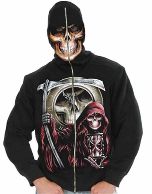 Grim Reaper Skull Hoodie Skeleton Fancy Dress Halloween Adult Costume Accessory