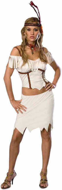 Pocahontas Indian Native American Fancy Dress Up Halloween Sexy Adult Costume