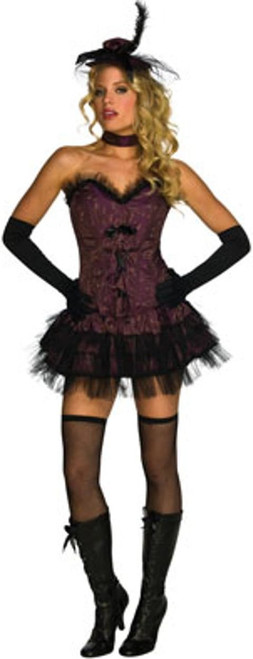 Ooh La La Saloon Girl Burlesque Purple Fancy Dress Halloween Sexy Adult Costume