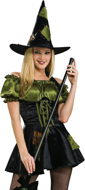 Green Patch Witch Wicked Black Cute Fancy Dress Up Halloween Sexy Adult Costume