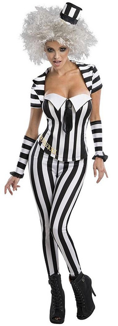 Beetlejuice Female Ghost Zombie Ghoul Fancy Dress Halloween Sexy Adult Costume