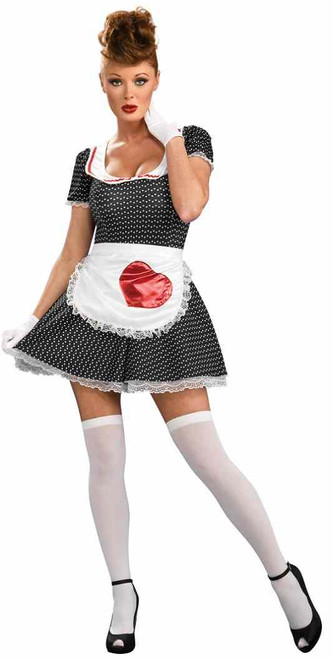 50's Housewife Retro Wife Polka Dot Fancy Dress Up Halloween Sexy Adult Costume