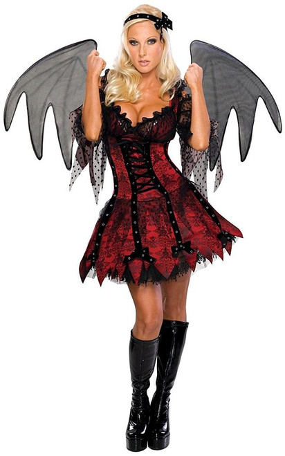 Vampire Fairy Bat Gothic Pixie Queen Fancy Dress Halloween Sexy Adult Costume