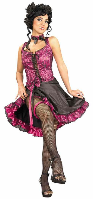 Can Can Dancer Saloon Girl Western Fancy Dress Halloween Adult Costume 2 COLORS