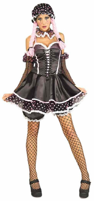 Rag Doll Girl Baby Gothic Black Pink Fancy Dress Up Halloween Sexy Adult Costume