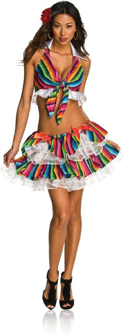 Sexy Mexy Day of the Dead Mexican Senorita Fancy Dress Halloween Adult Costume