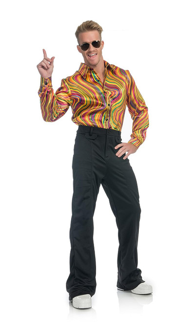 Rainbow Lights Disco Shirt 70's Fever Pimp Fancy Dress Halloween Adult Costume