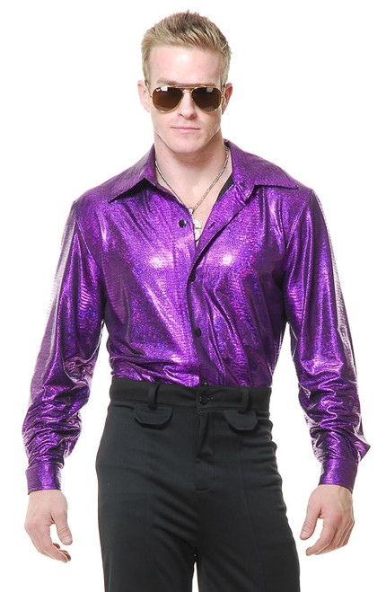 Crocodile Skin Disco Shirt 70's Pimp Fancy Dress Up Halloween Costume 2 COLORS