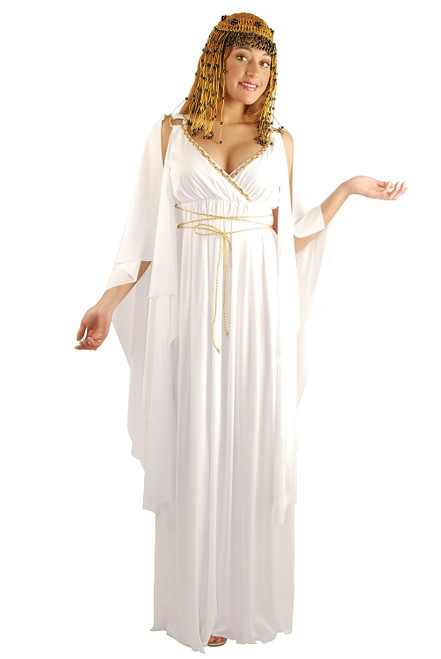 Cleopatra White Gown Egyptian Queen Fancy Dress Halloween Deluxe Adult Costume