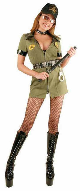 Border Patrol Officer Police Cop Green Fancy Dress Halloween Sexy Adult Costume