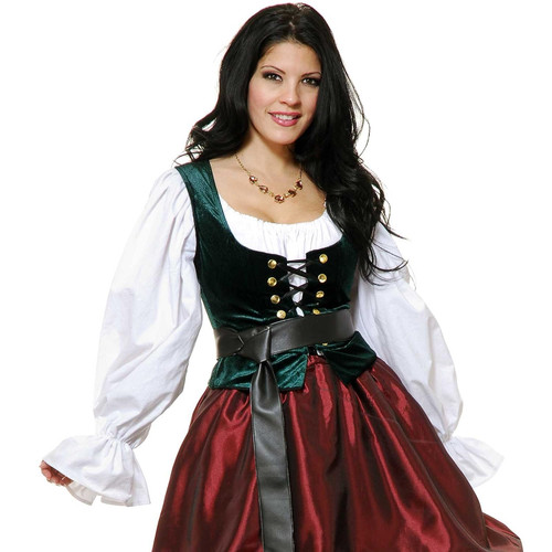 Country Wench Green Corset Bodice Fancy Dress Halloween Adult Costume Acessory