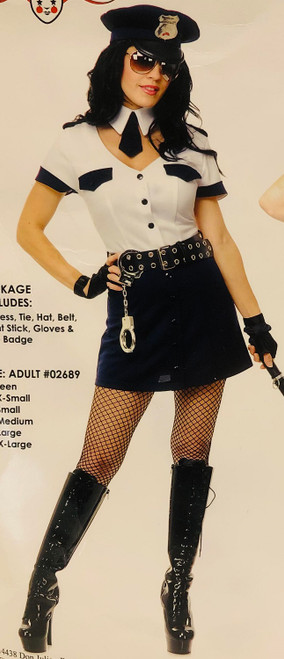 Officer Dandy Police Cop Navy White Fancy Dress Up Halloween Sexy Adult Costume