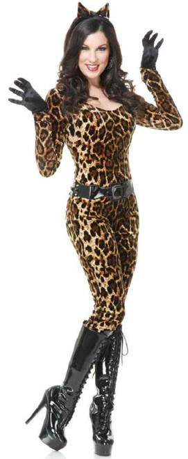 Leopard Cutie Cheetah Animal Catsuit Fancy Dress Up Halloween Sexy Adult Costume