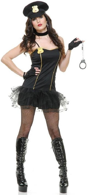 Security Police Officer Cop Girl Fancy Dress Up Halloween Sexy Adult Costume