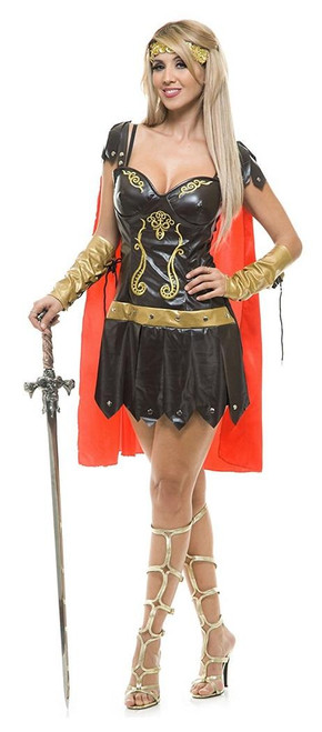 Warrior Queen Roman Gladiator Soldier Fancy Dress Halloween Sexy Adult Costume